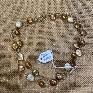 Gorgeous Carmel colored pearls and gold plated necklace